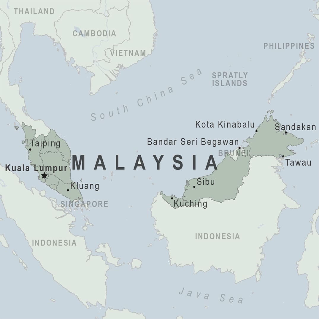 Printabale Malaysia World Map