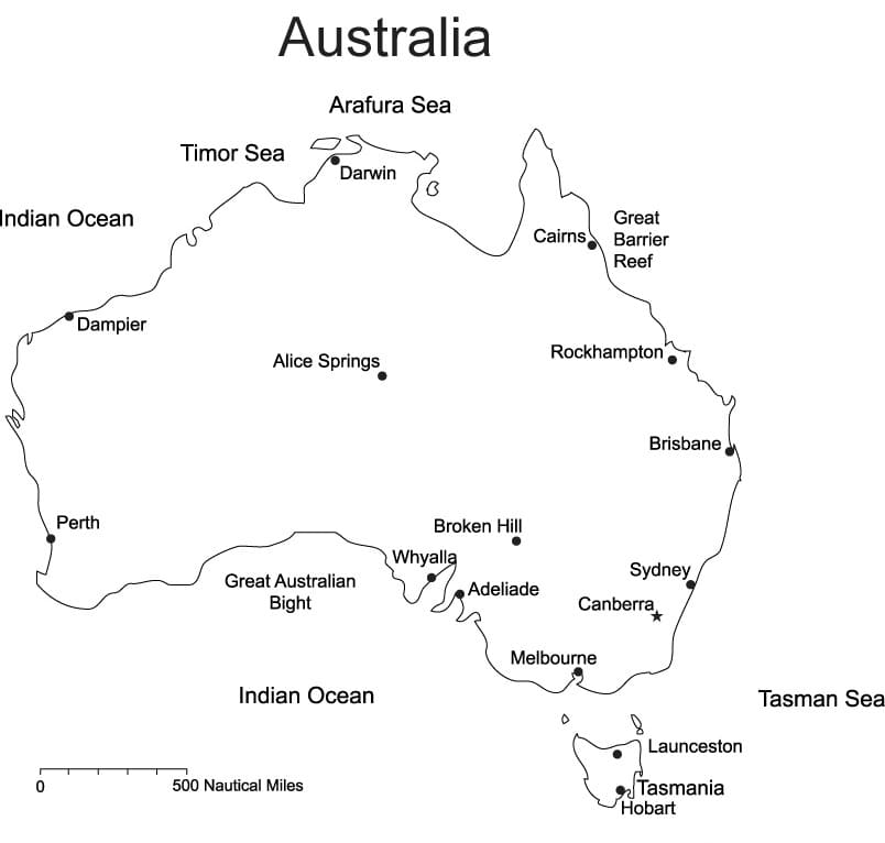 Printable A Map Of Australia