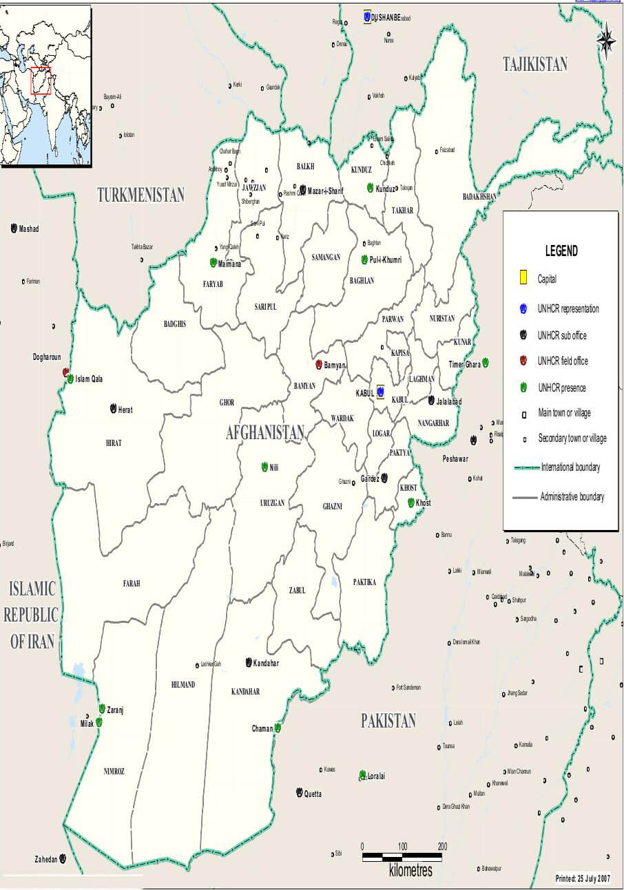 Printable Afghanistan Area Map