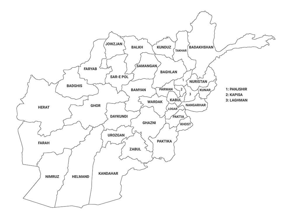 Printable Afghanistan Map Provinces