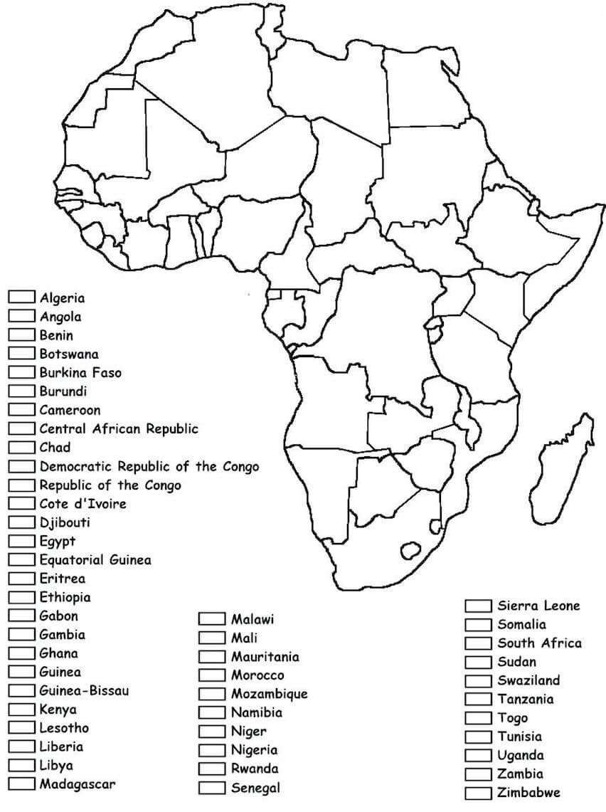 Printable Africa Map Coloring