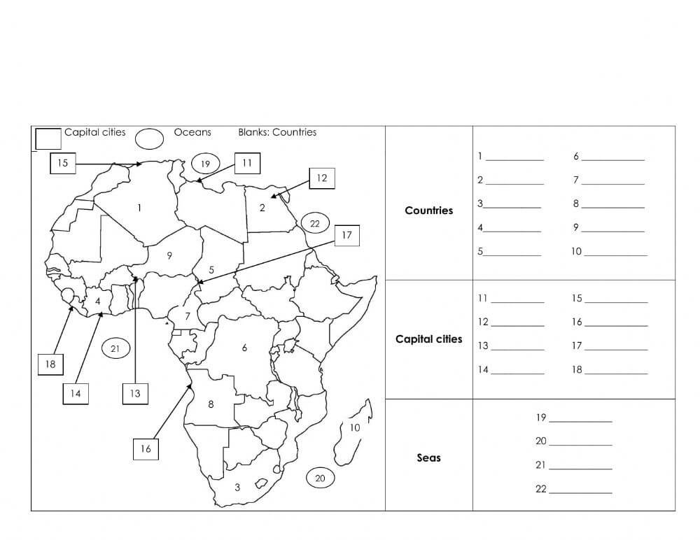 Printable Africa Map Contour