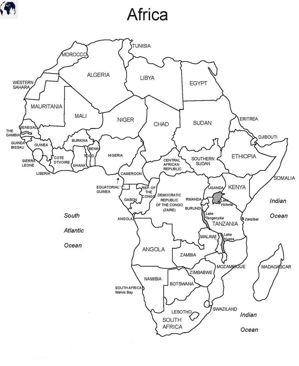 Printable Africa Map Labeled Outline