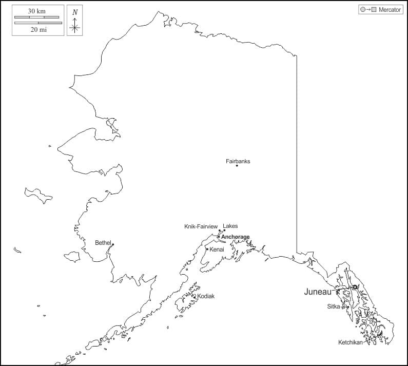 Printable Alaska Map Capital
