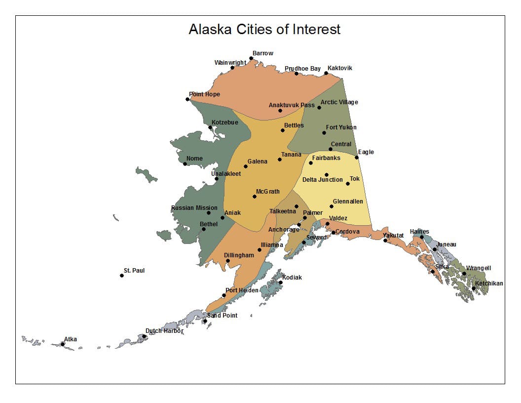 Printable Alaska Map With Cities