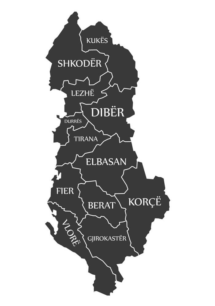 Printable Albania Country Map