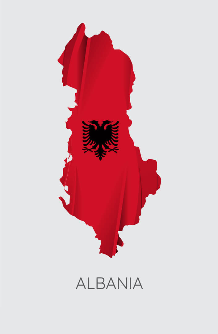 Printable Albania Flag Map