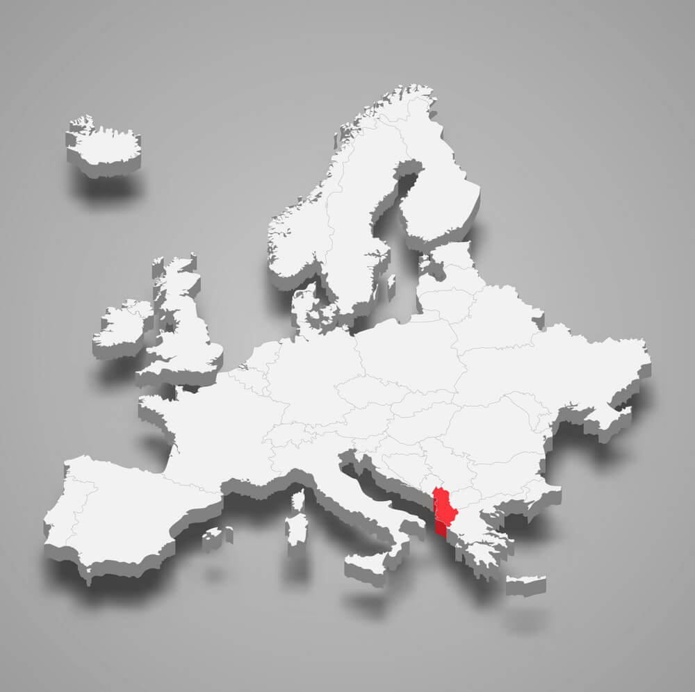 Printable Albania On Europe Map