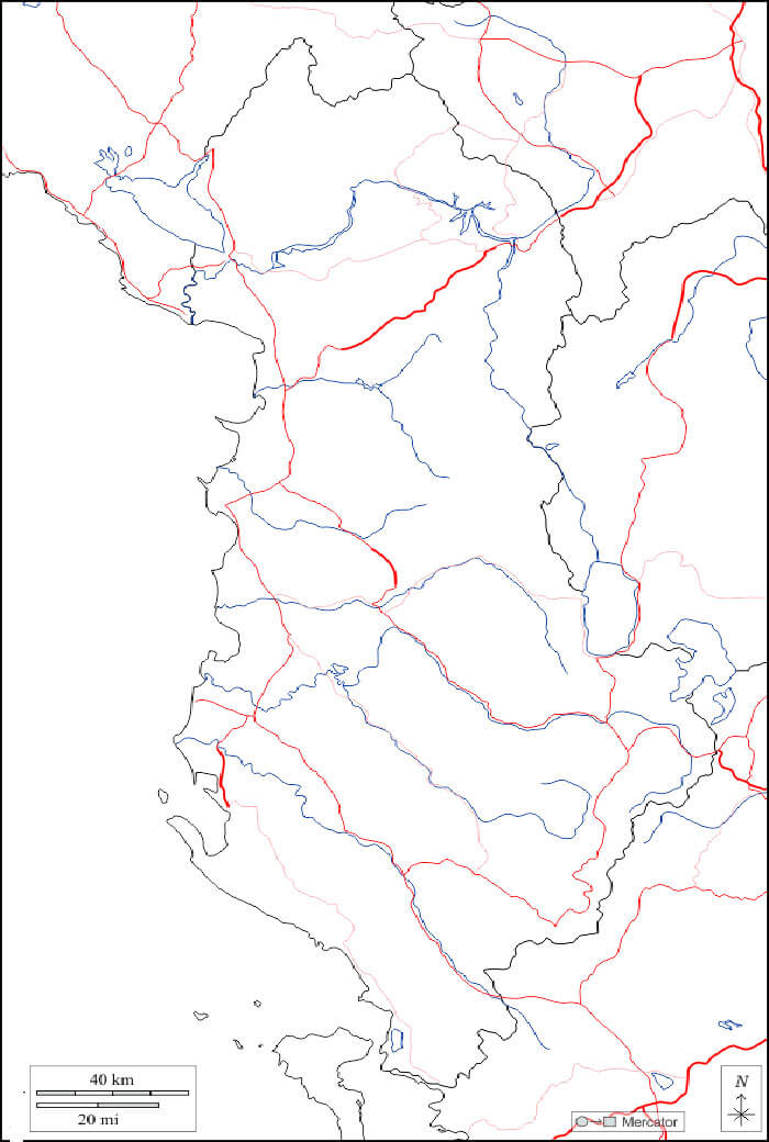 Printable Albania Rivers Map