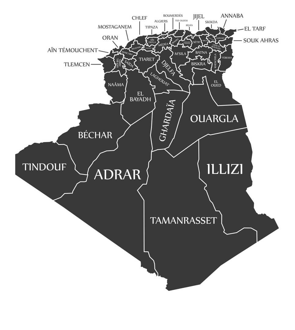Printable Algeria Country Map