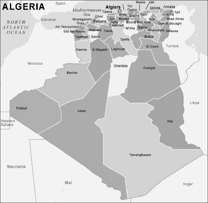 Printable Algeria Map Location