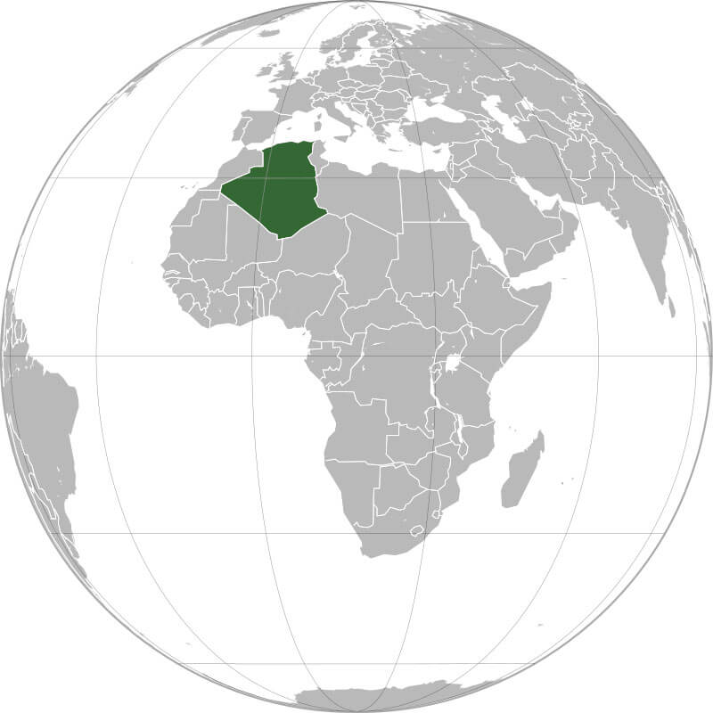 Printable Algeria On World Map