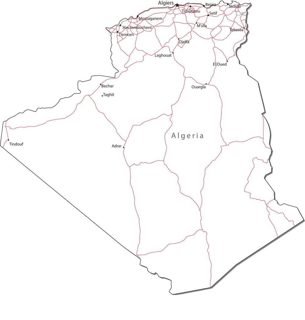 Printable Algeria Physical Map