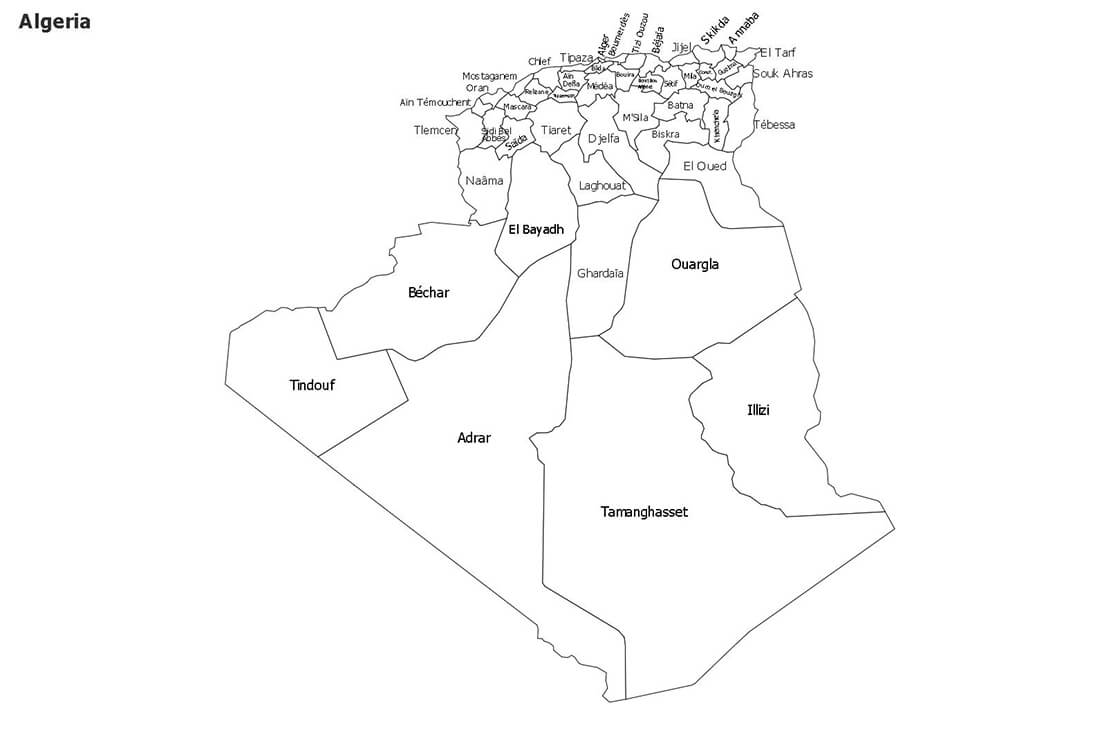 Printable Algeria Political Map