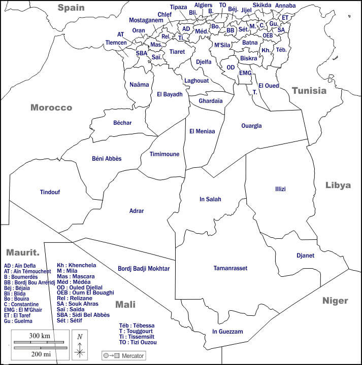 Printable Algeria Population Map