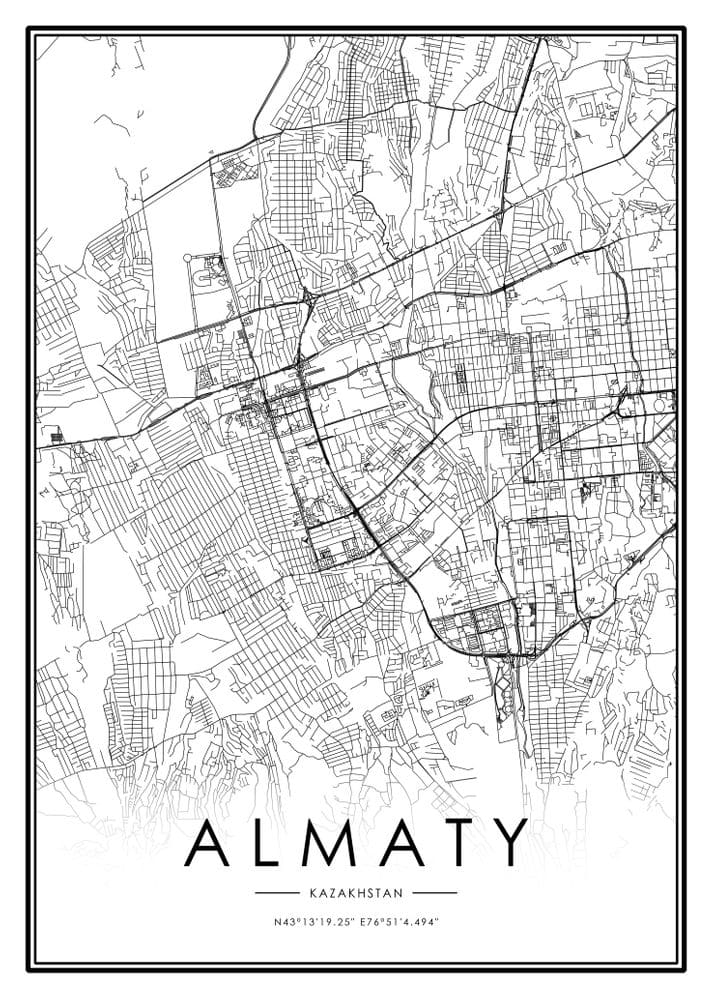 Printable Almaty Kazakhstan Map