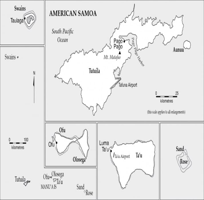 Printable America Samoa Map