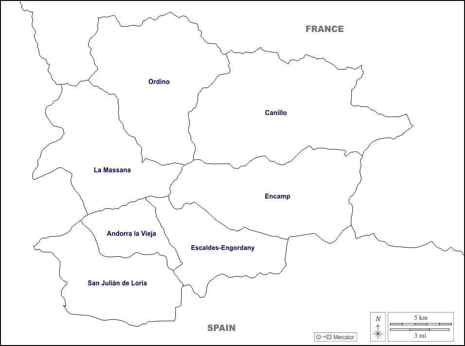 Printable Andorra Country On Map