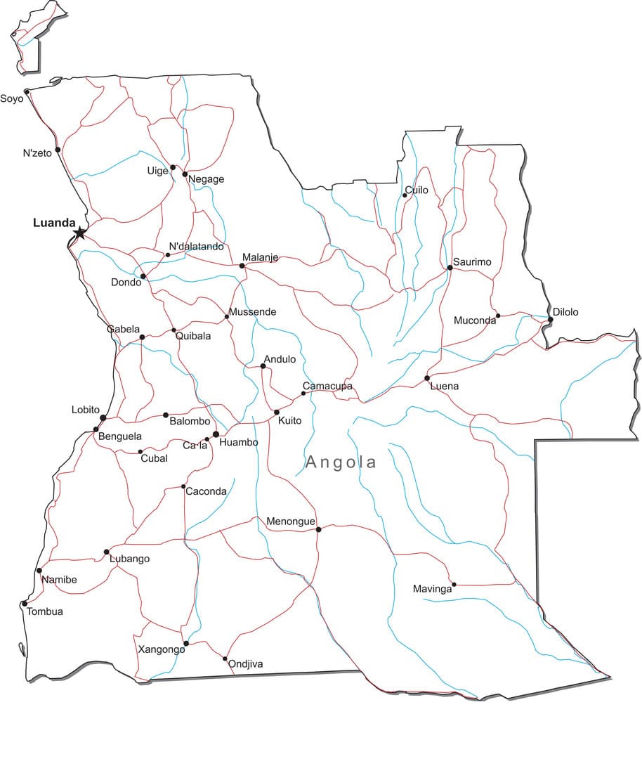 Printable Angola Location On Map