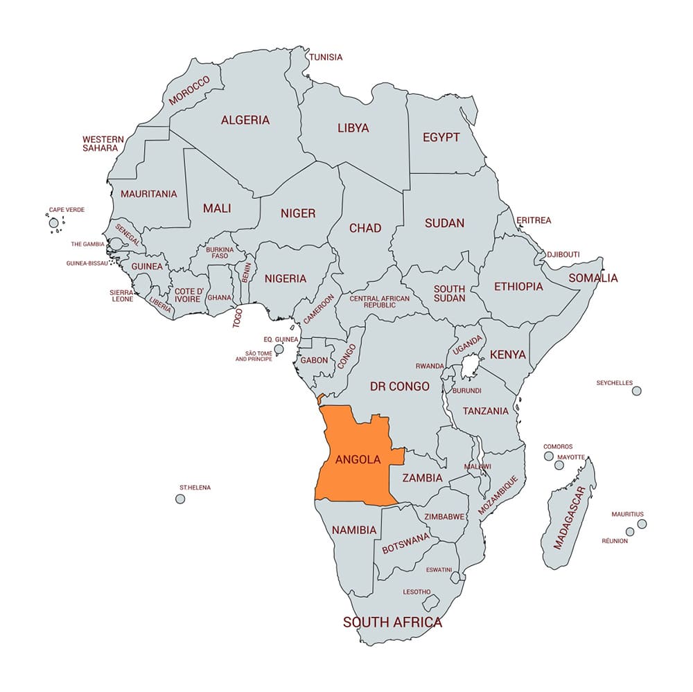 Printable Angola Map Africa