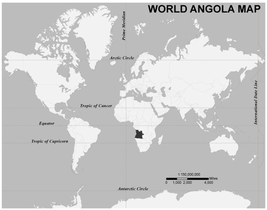 Printable Angola On A World Map