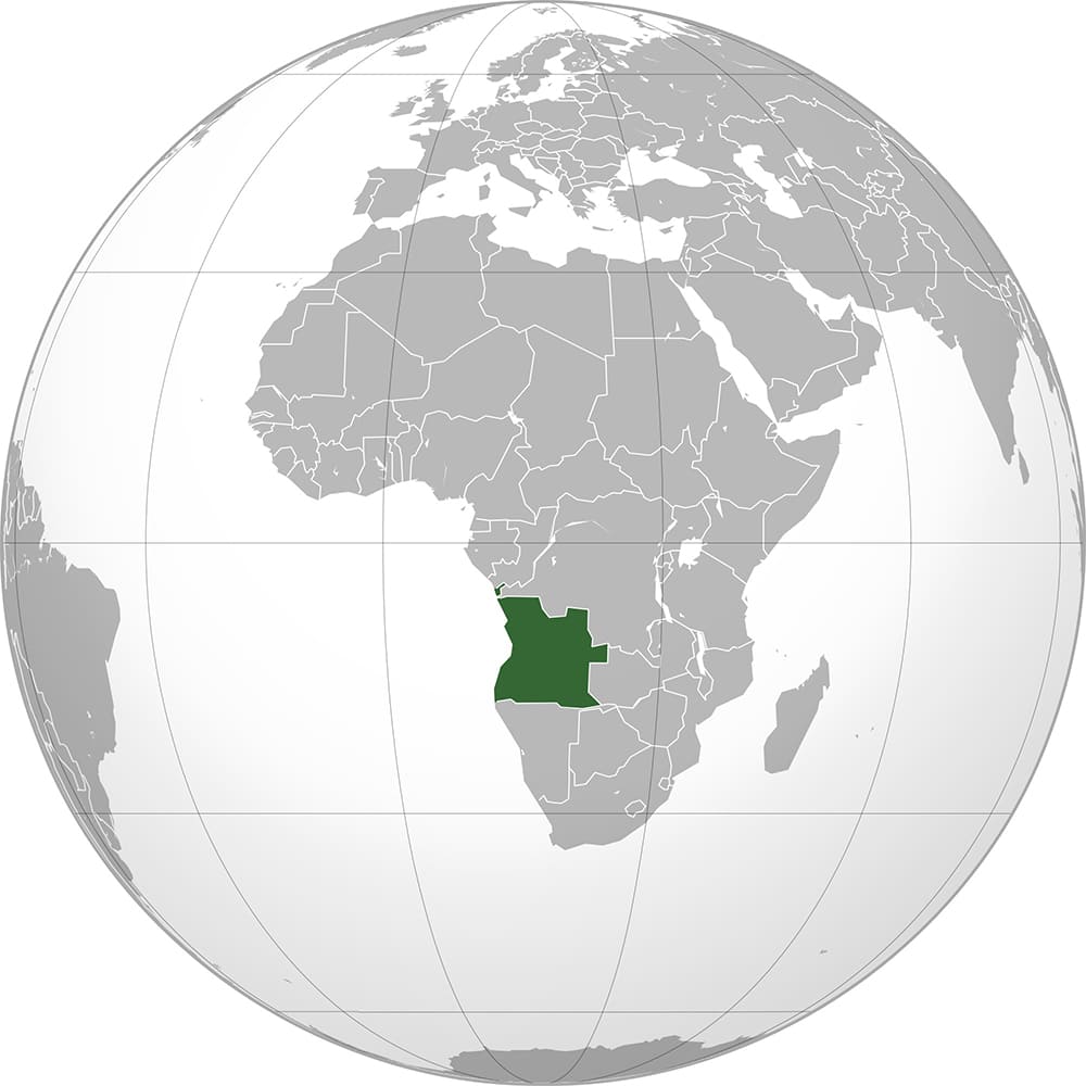 Printable Angola On World Map