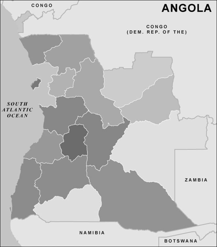 Printable Angola Provinces Map