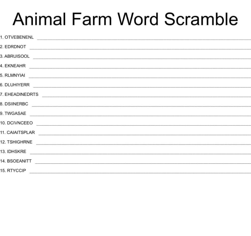 Printable Animal Word Scramble – Worksheet 4