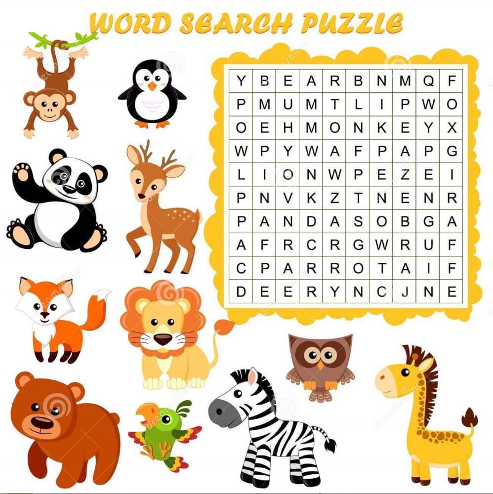 Printable Animals Word Search Puzzle