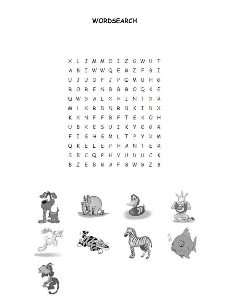 Printable Animals Word Search – Sheet 13