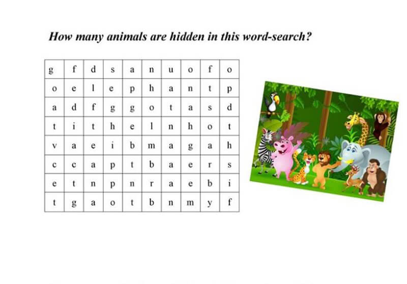 Printable Animals Word Search – Sheet 2