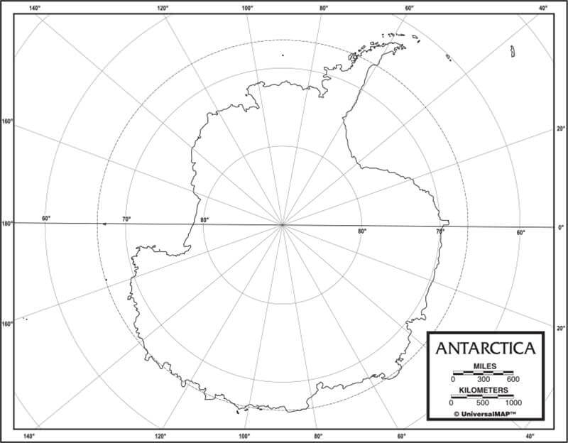 Printable Antarctia Map Blank Physical