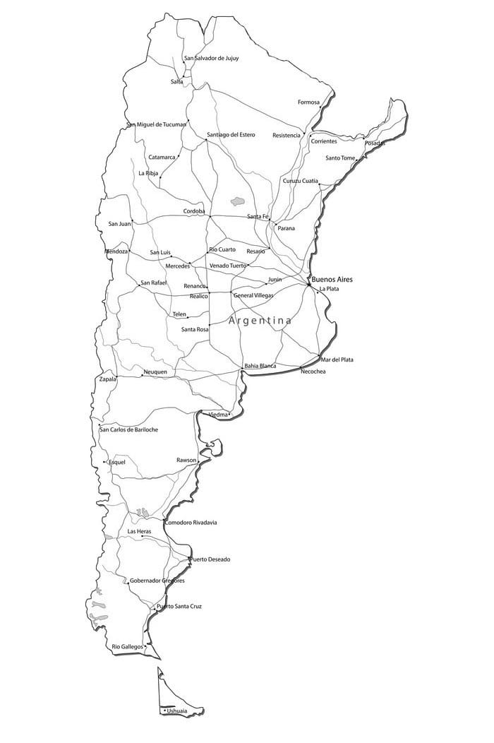 Printable Argentina Blank Map