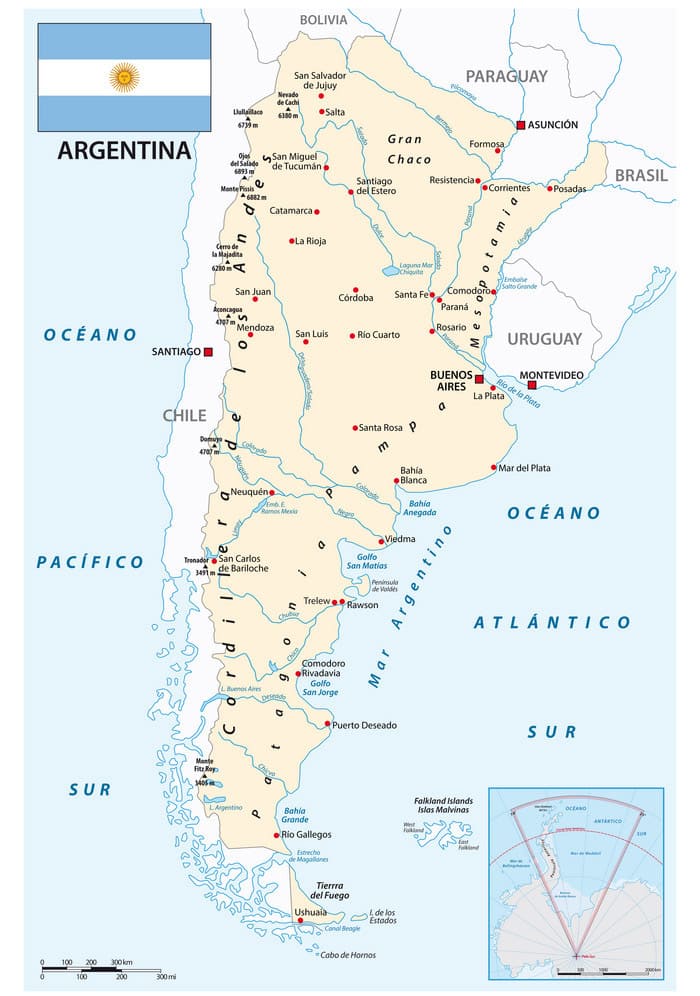 Printable Argentina Map South America