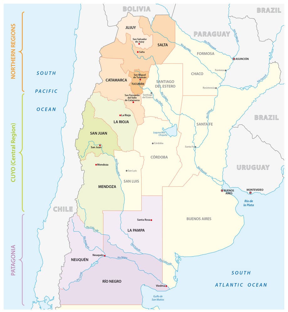 Printable Argentina Wine Map