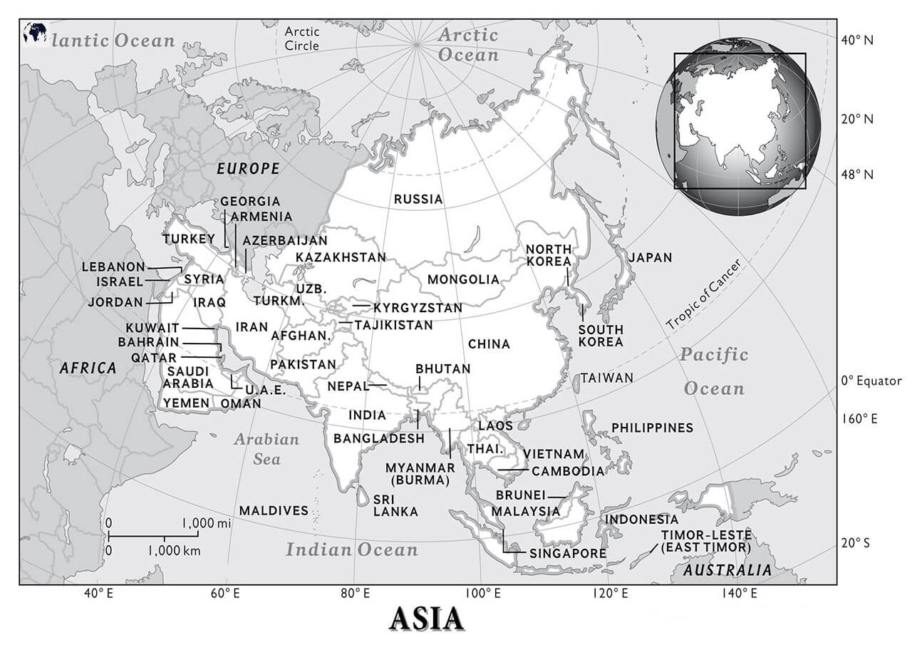 Printable Asia Map Blank 5