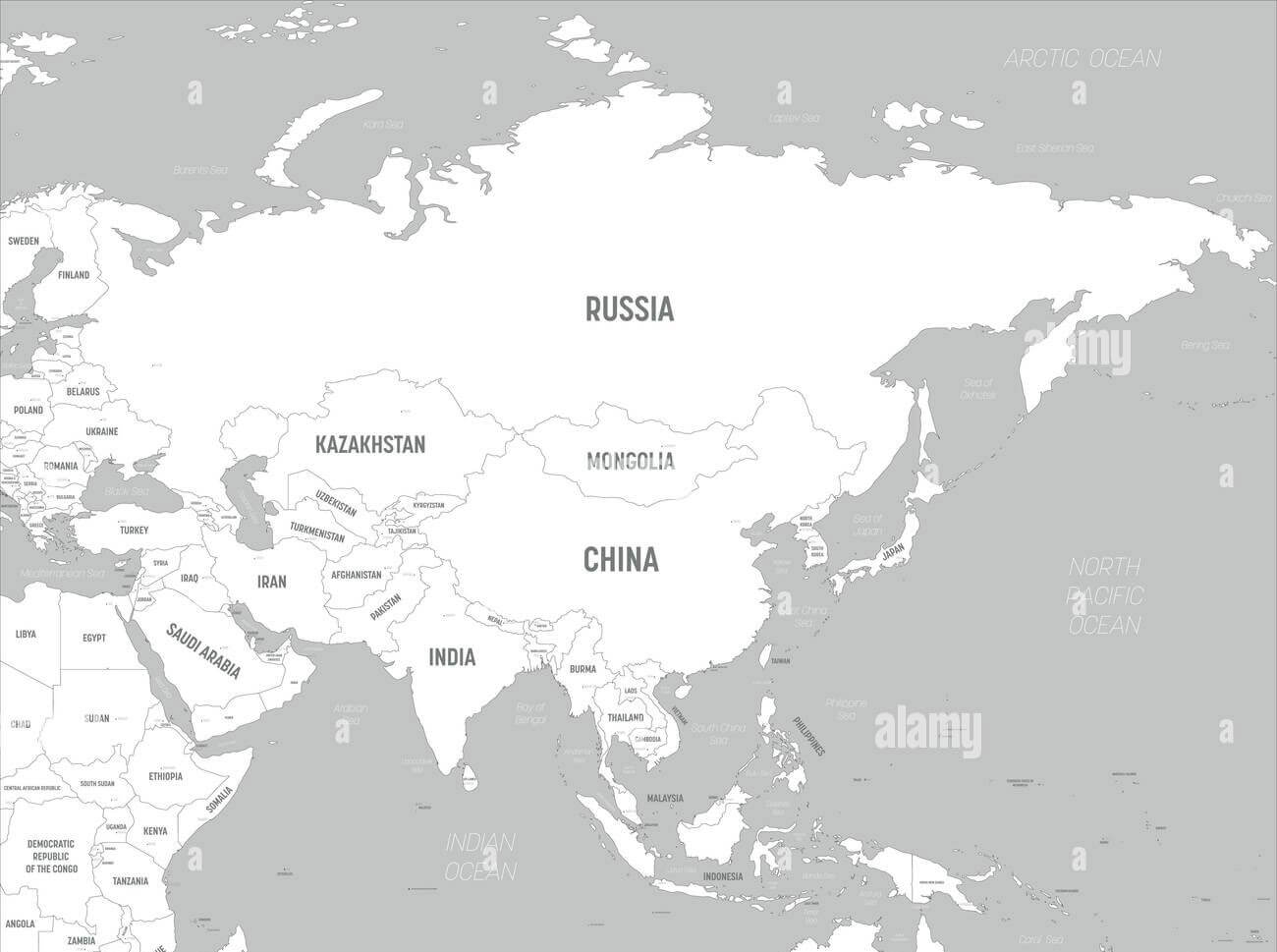 Printable Asia Map Blank Location 2