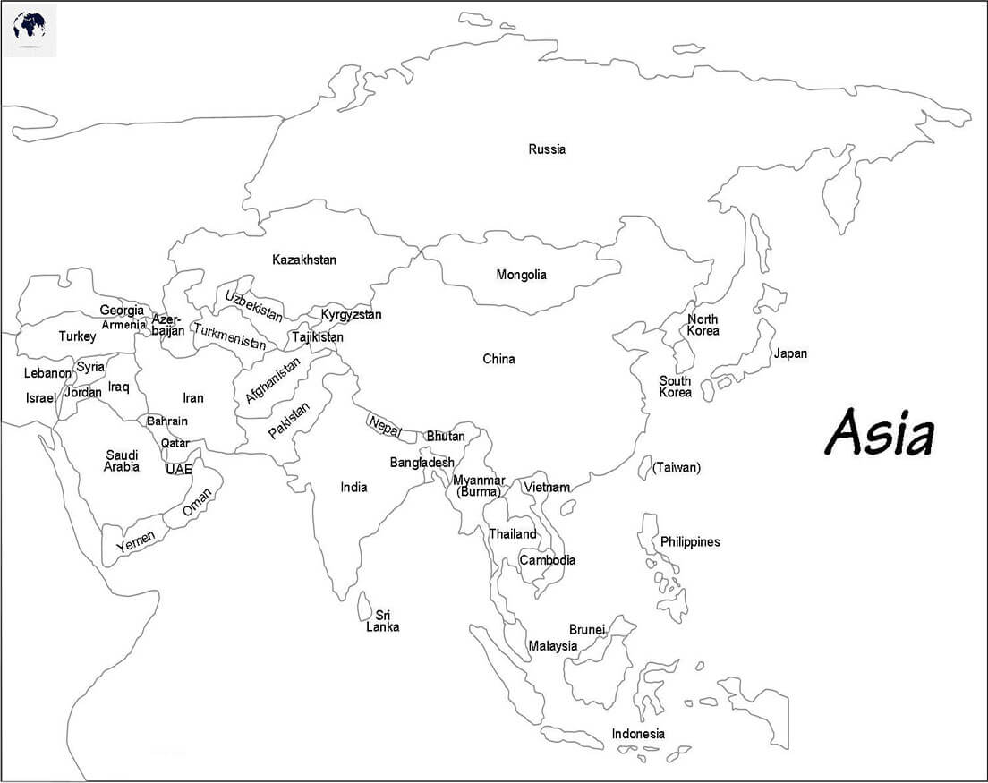 Printable Asia Map With Countries 1