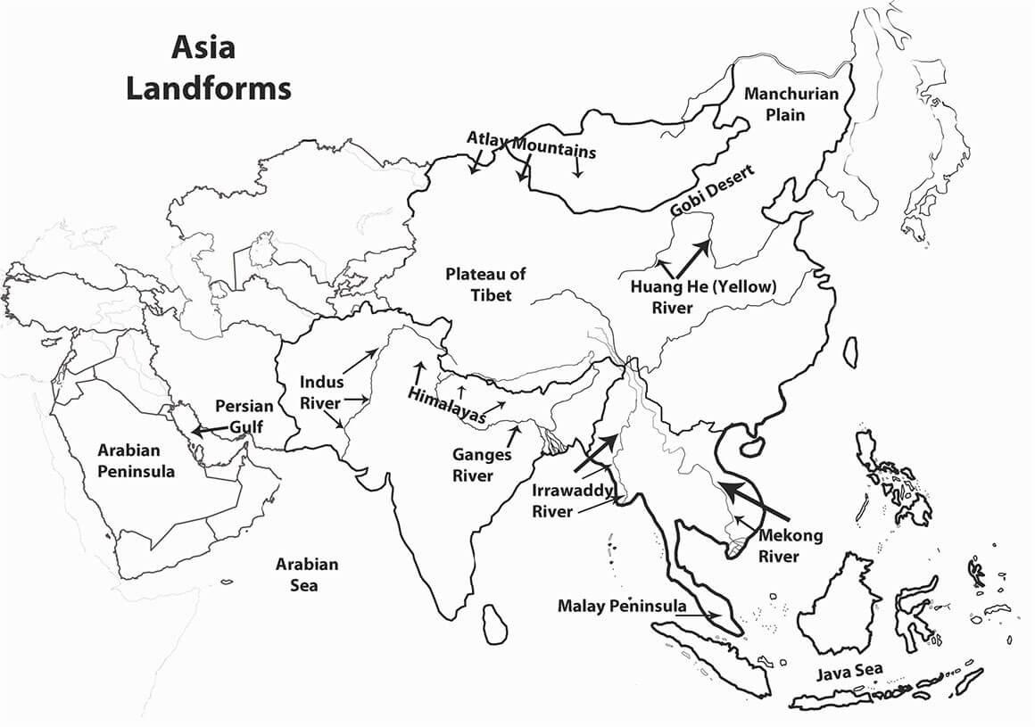 Printable Asia Map With Countries 2