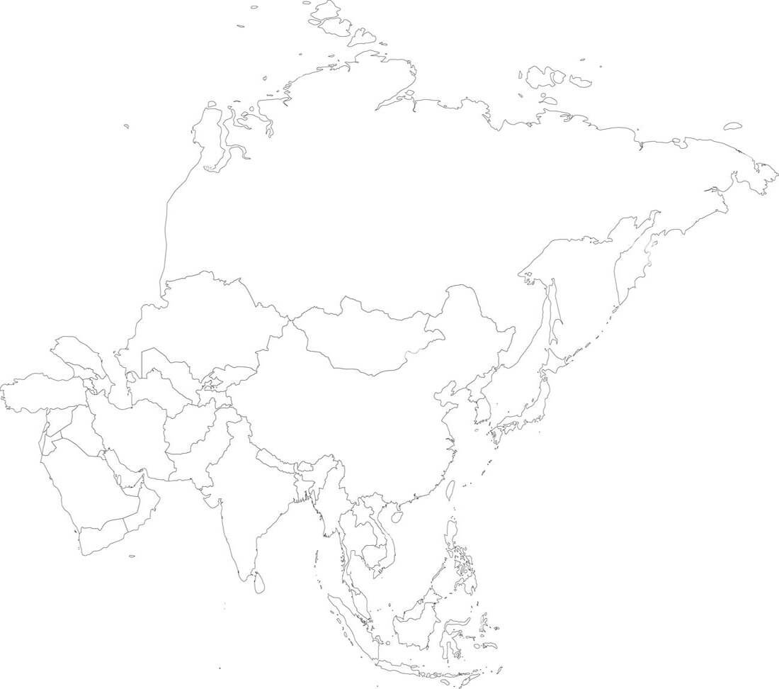 Printable Asia Map With Outline 2