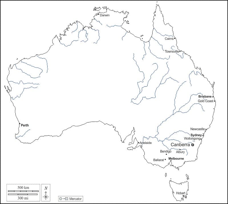 Printable Australia Map Cities