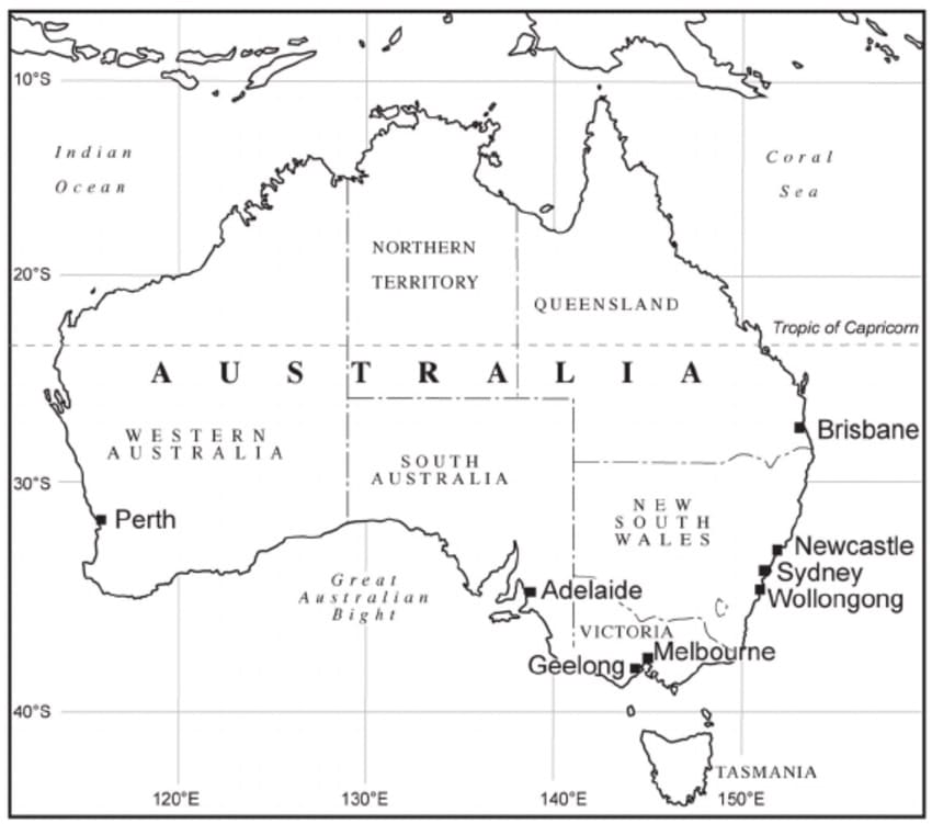 Printable Australia World Map