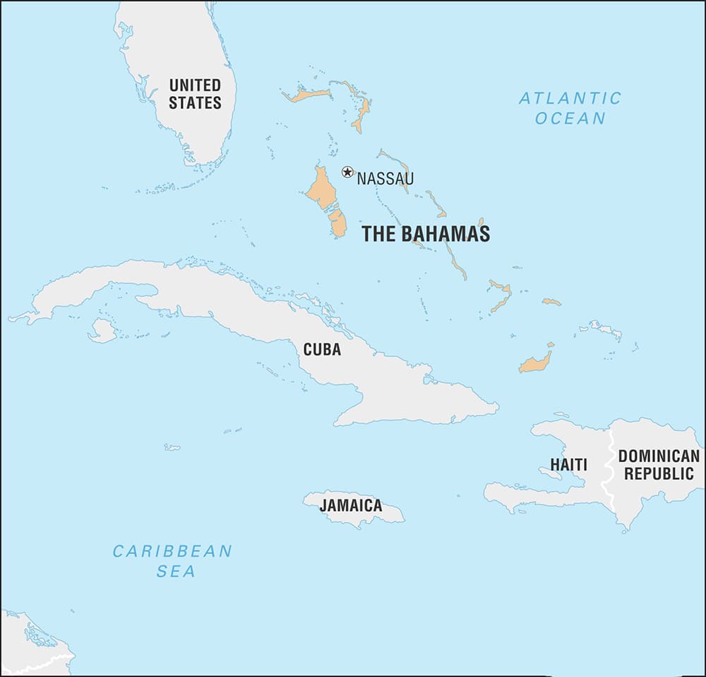 Printable Bahamas On World Map