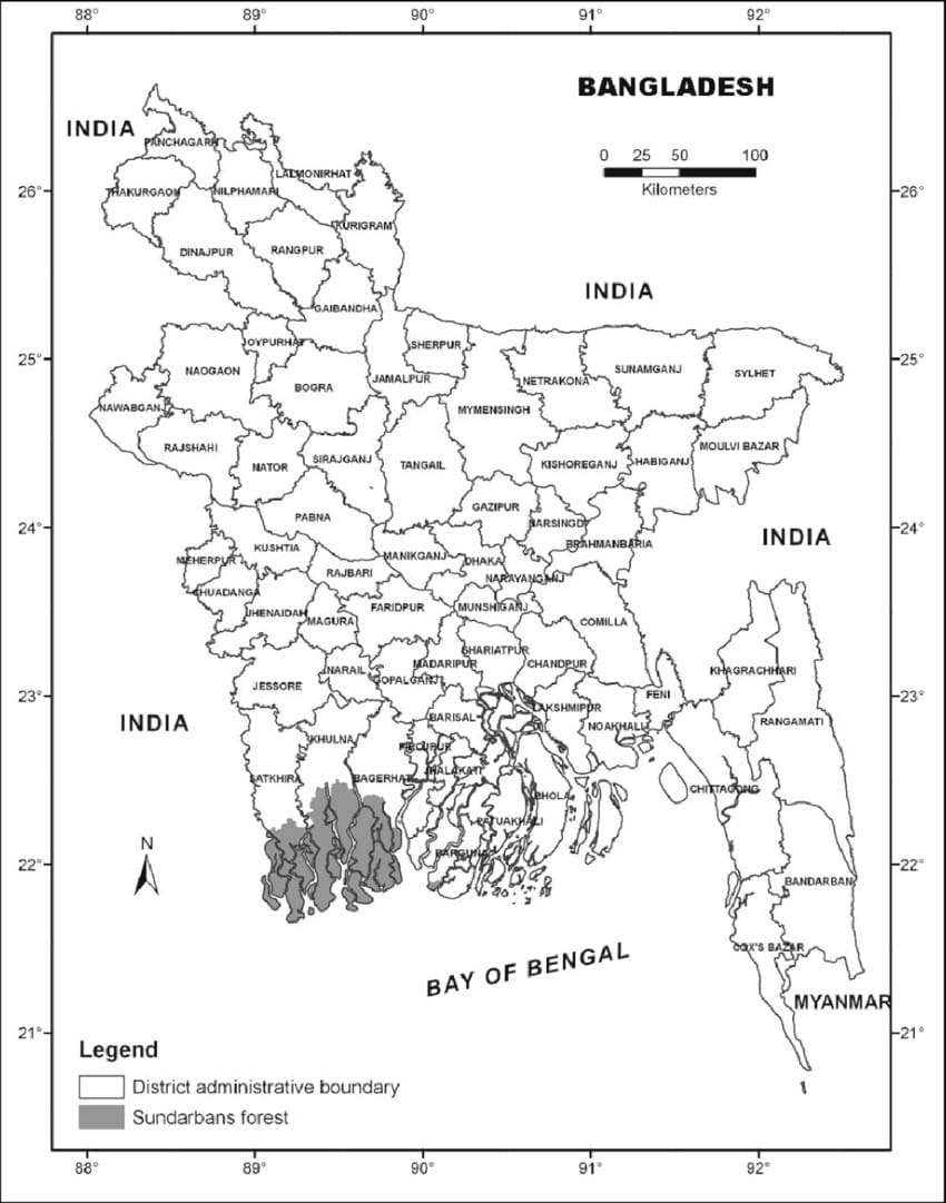 Printable Bangladesh District Map