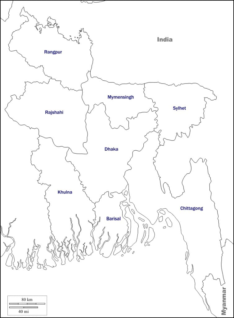 Printable Bangladesh Political Map