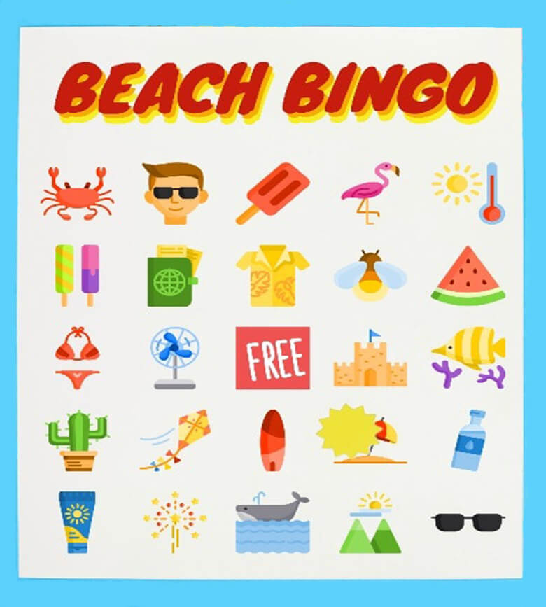 Printable Beach Bingo Card