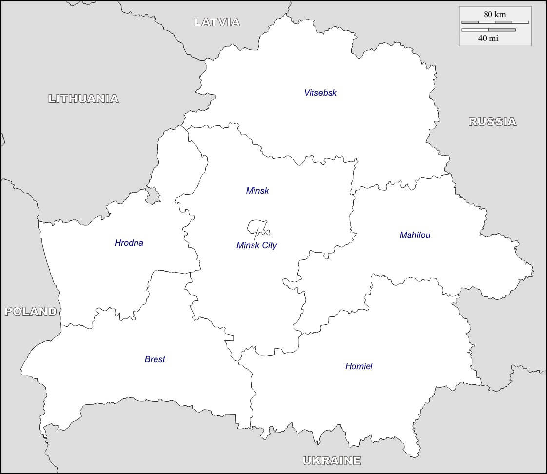 Printable Belarus Map 1