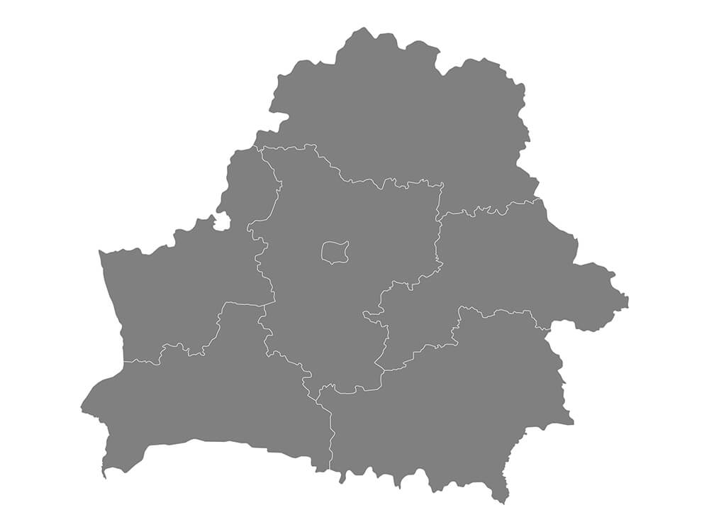 Printable Belarus Map Grey With Regions