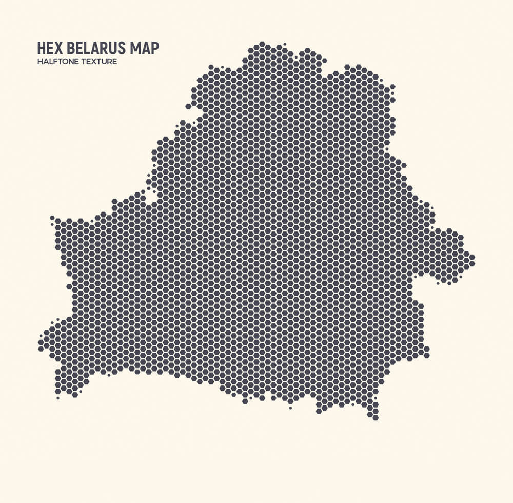 Printable Belarus Map Hexagonal Halftone Design