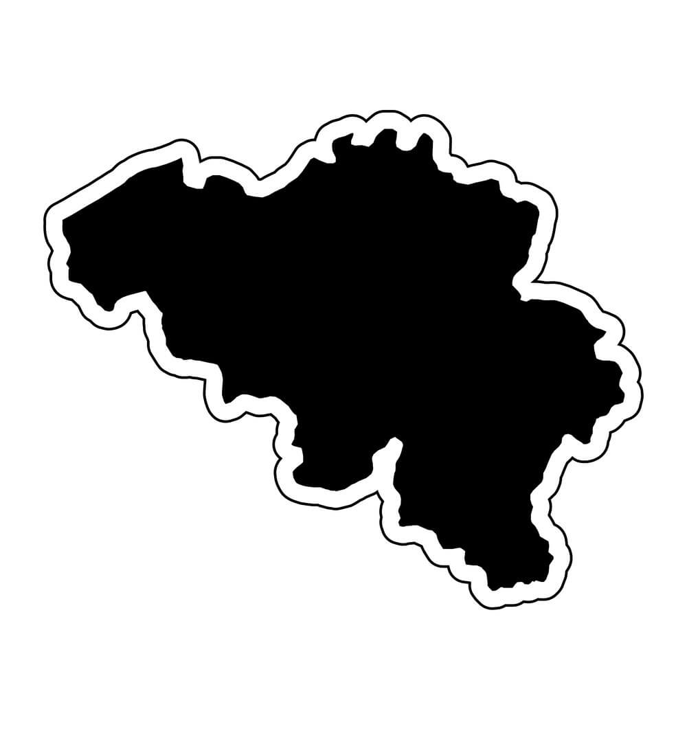 Printable Belgium Map Black Silhouette